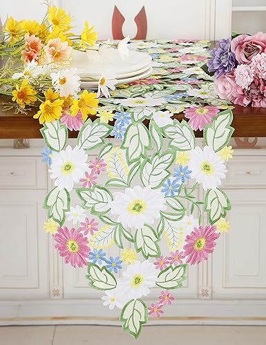 Miniatura 8 de Camino de mesa de flores de primavera, manteles individuales bordados, manteles individuales florales para mesa de hogar, cocina, comedor,