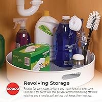 Vista 25 de Copco 5234758 - Bandeja giratoria antideslizante para despensa, 2 niveles, 12 pulgadas, color blanco y azul aqua