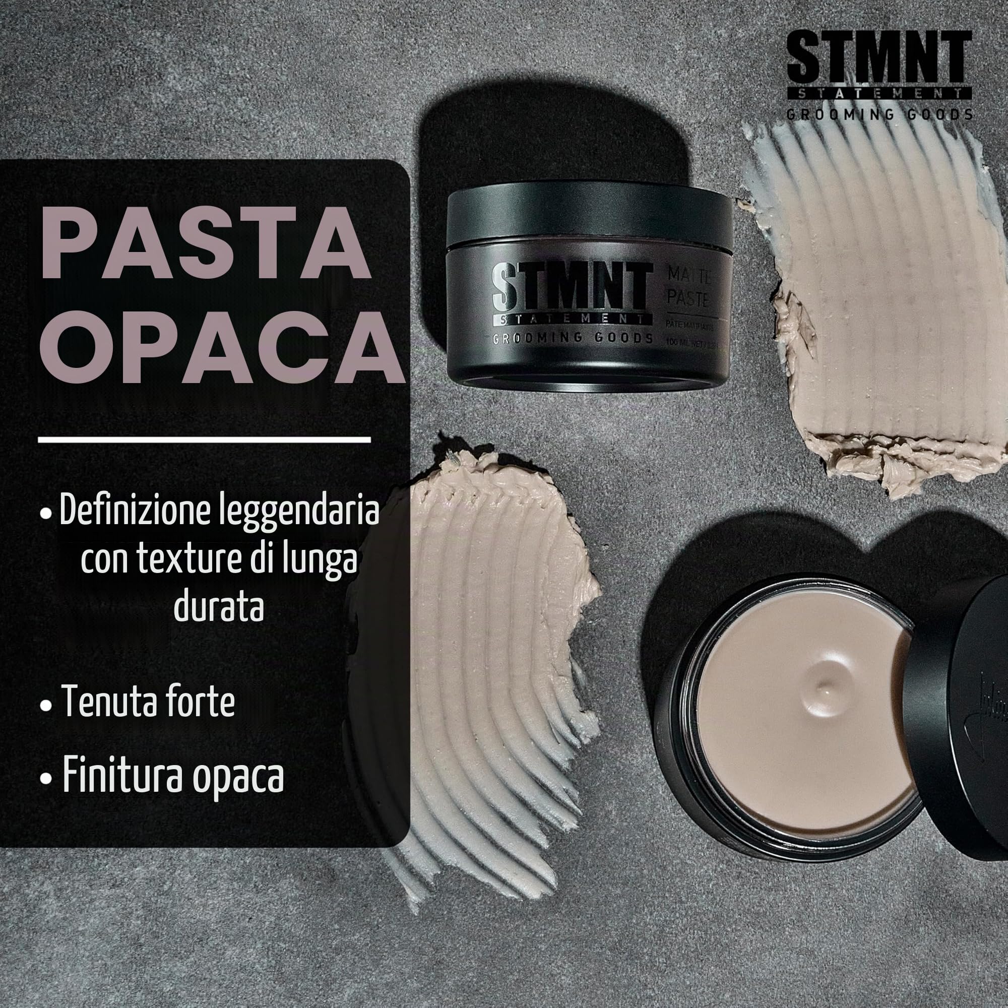 STMNT STATEMENT GROOMING GOODS Matte Paste - Cera per Capelli Uomo - Texture - Fissaggio Forte - Effetto Ultra Matt 100 ml