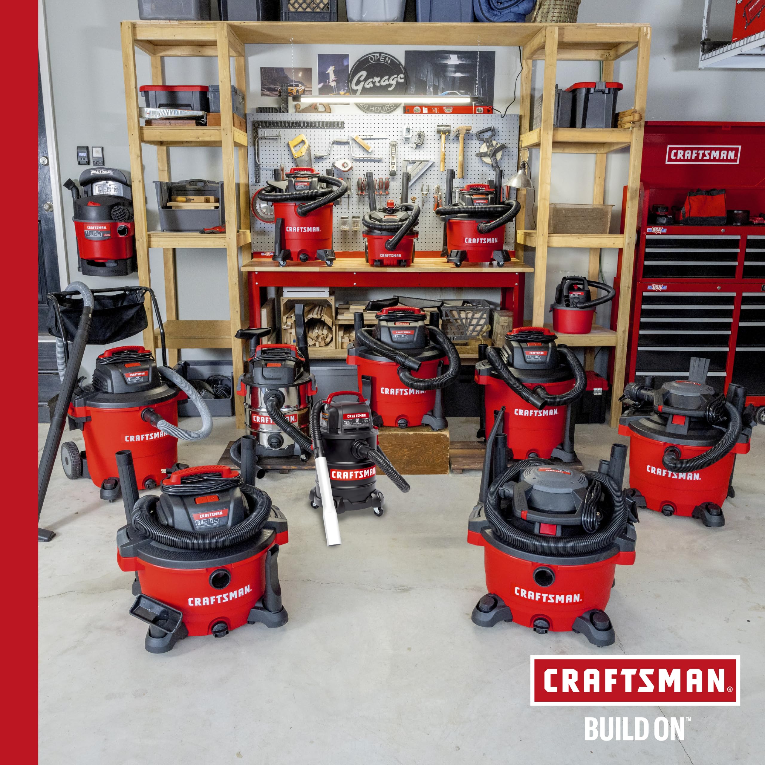 CRAFTSMAN CMXEVBE17590 Przenośny odkurzacz warsztatowy do pracy na mokro i sucho, pojemność 34 l, moc szczytowa 4,25 KM, z filtrem, workiem na kurz, wężem i akcesoriami, do domu, garażu i samochodu