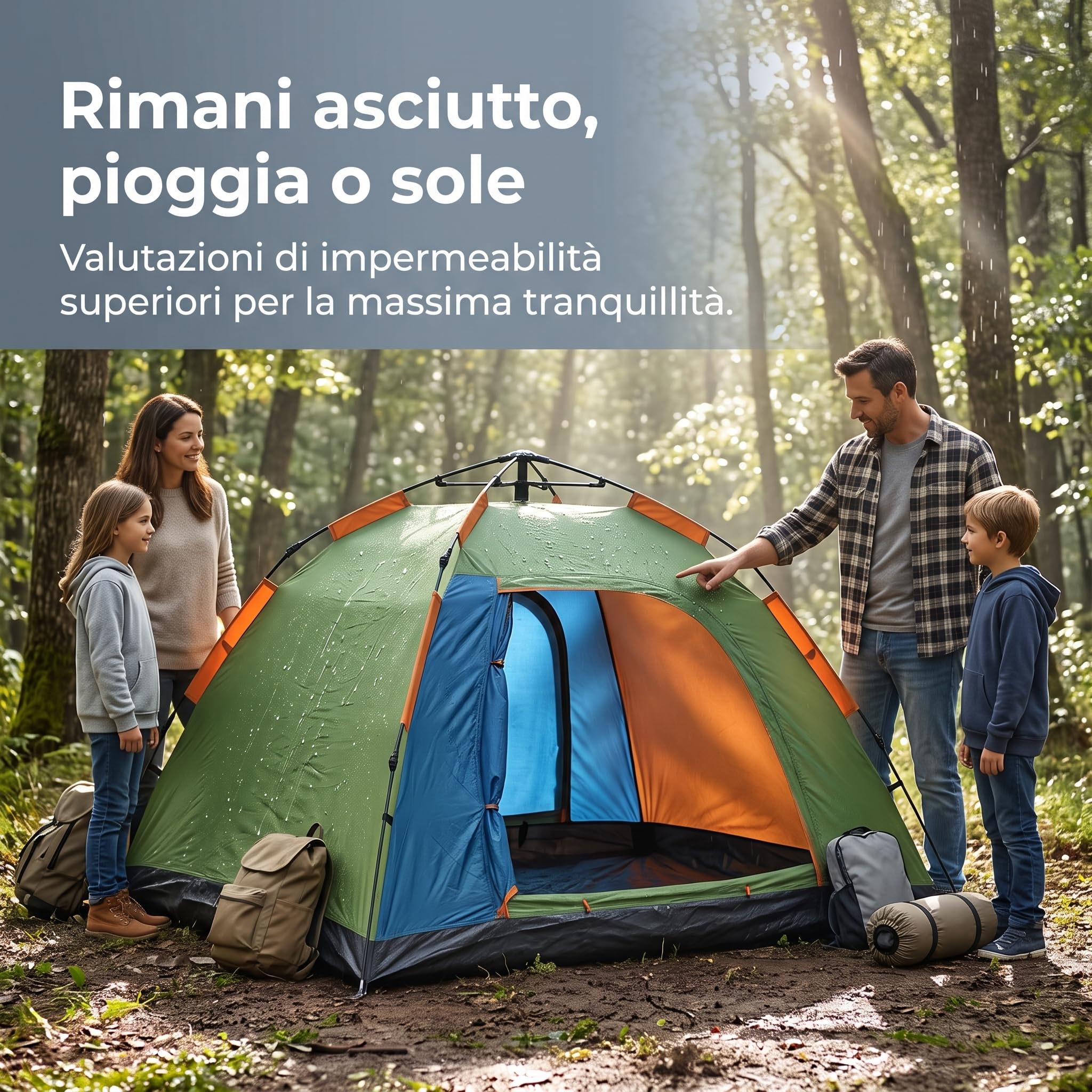 Up Zelt für 3-4 Personen – Automatisches Camping Zelt mit 3000mm Wasserdichtigkeit