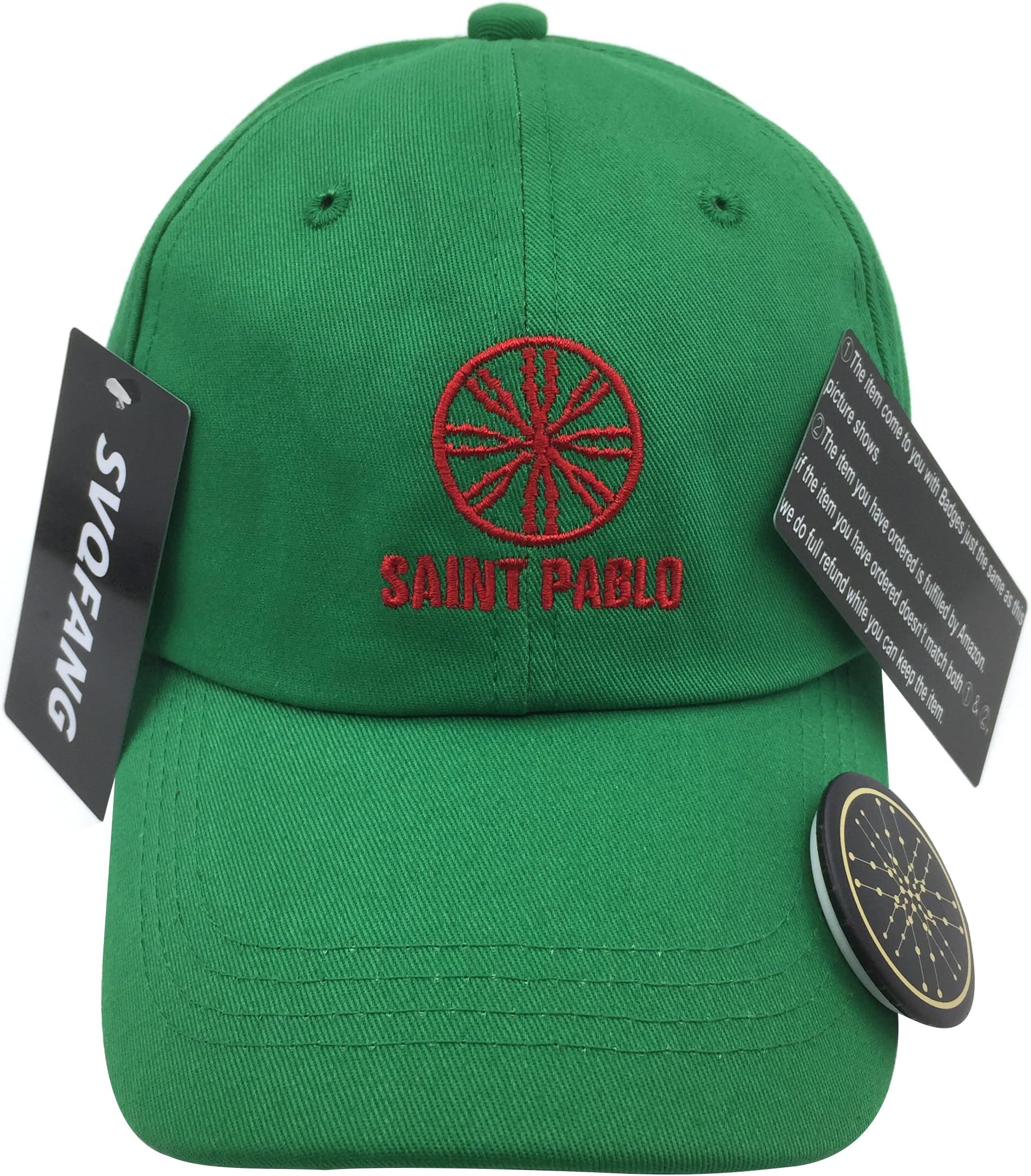 Kanye West Saint Pablo Tour Hat Merch Dad Cap Black Green (Green Hat/ Red Stitch)