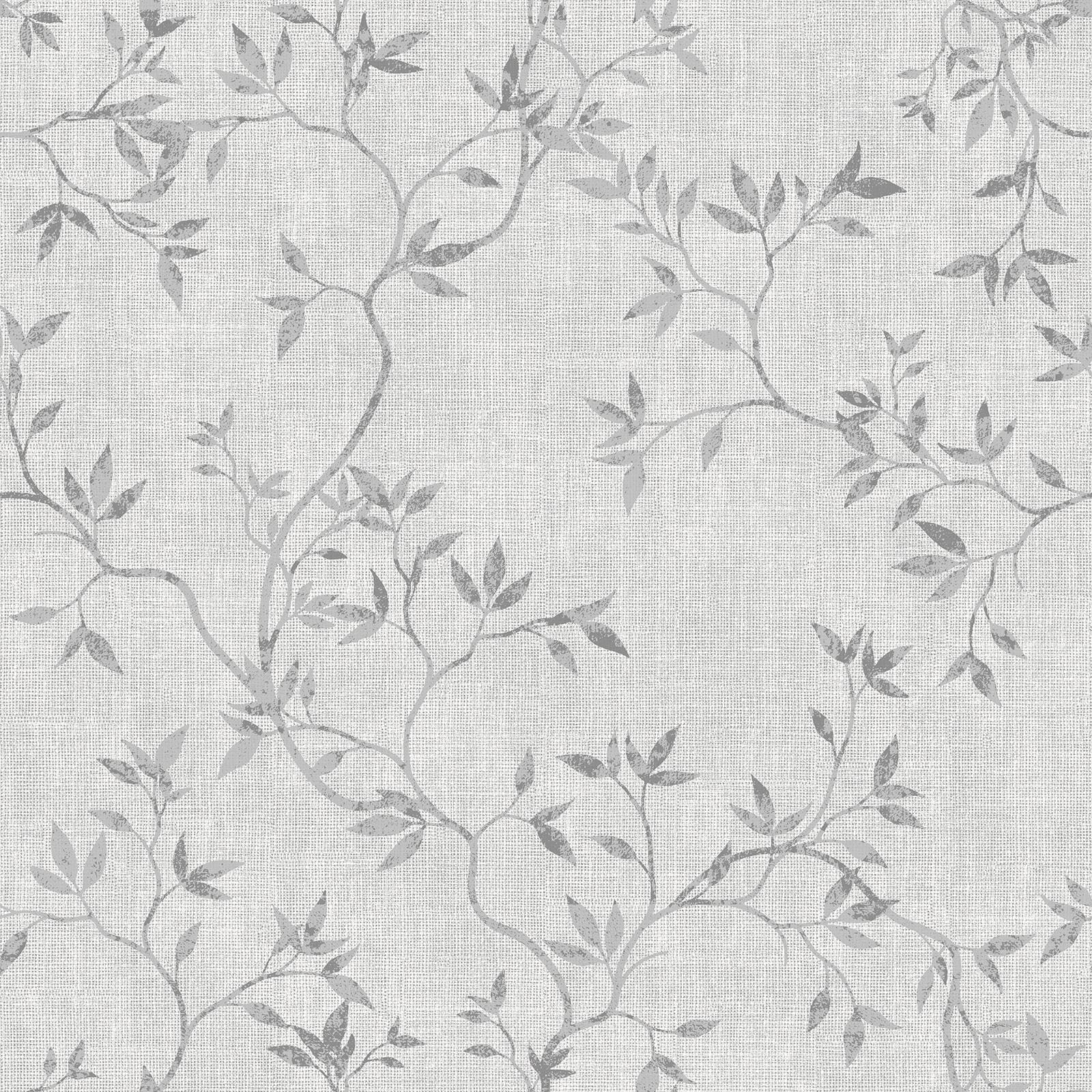 Darcy James Collection Japandi Leaf Scandinavian Minimalistic Style Textured Effect Wallpaper Perfect for Living Rooms, Romantic Bedrooms, Feature Walls Grey Muriva 173571