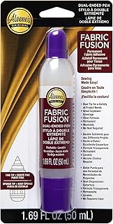 Aleene's Fabric Fusion Glue 1.6 oz Dual-Ended Pen, Fine Tip & Sponge Tip, Nontoxic, Permanent and Washable Adhesive, Dries Flexible, Strong Bond on Fabrics, Clothing, Denim, Materials