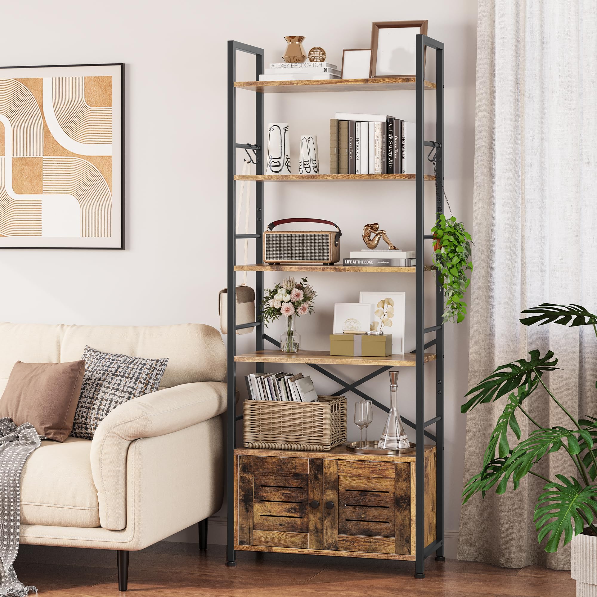 Libreria A 5 Ripiani In Legno Bianco – Moderna, Salvaspazio, Per Angolo – Ideale Per Soggiorno, Camera O Studio (180 Cm)