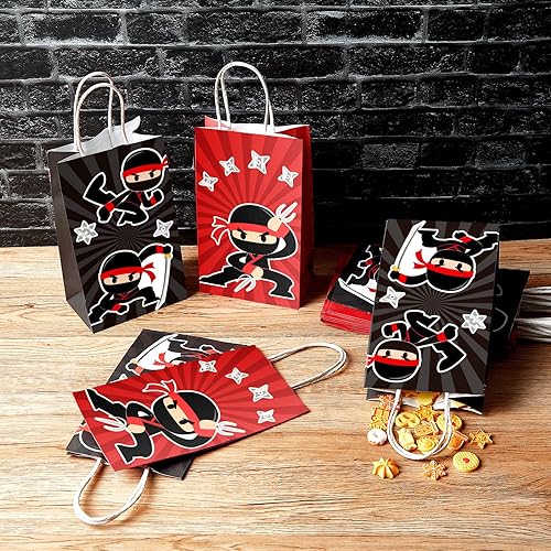Miniatura 5 de 24 bolsas de regalo de fiesta ninja con asas, suministros de fiesta de cumpleaños ninja bolsas de regalo de fiesta, bolsas de regalo de fiesta ninja