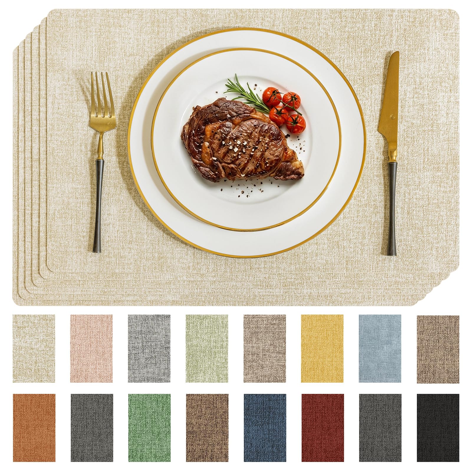 Sets de table pour table à manger et fêtes lot de 6 beige Romanstile