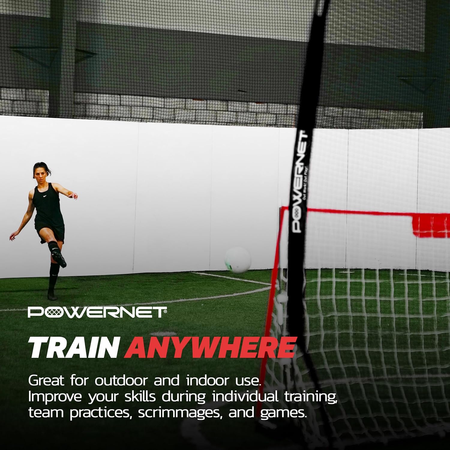 PowerNet Portable Sports Rebounder -Basketball, Volleyball, Soccer, Baseball, Softball and Lacrosse, Backyard & Garage Backstop, Indoor Outdoor Safety Net for Protection