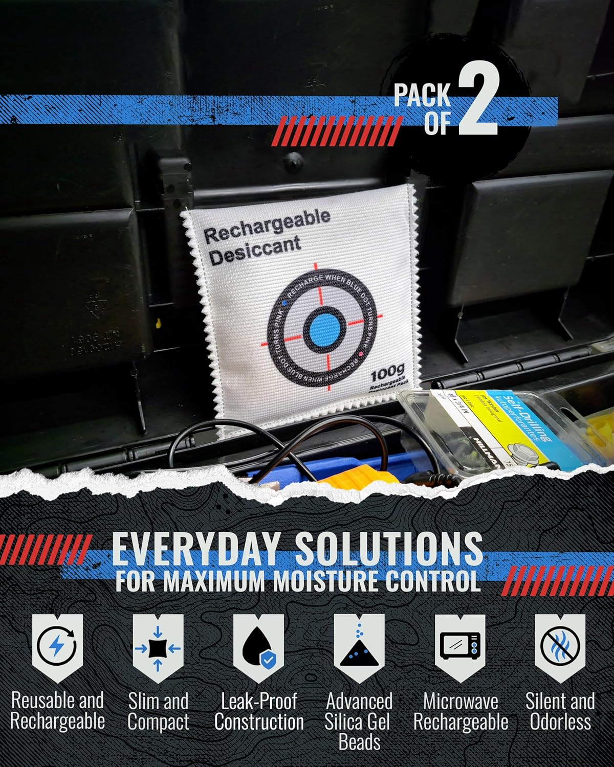 Discreet Guitar Rifle Case with 100g Rechargeable Desiccant 2-Pack – Hard Shell Concealment Gun Case with Customizable Pick-and-Pluck Foam, Lockable Latches & Reusable Silica Gel Moisture Absorbers