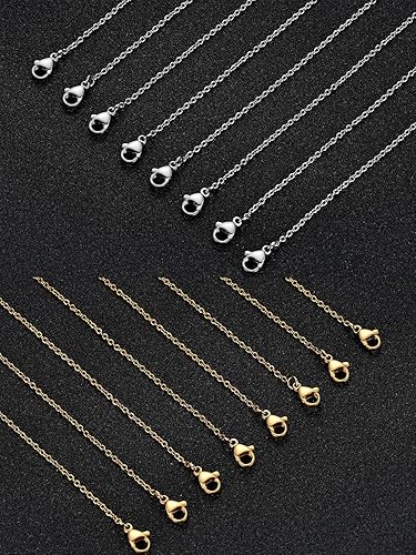 Miniatura 4 de Cadena de acero inoxidable para la fabricación de joyas cadenas de collar LUCKYPADS a granel de 0.059 in, cadenas delgadas de 0.059 in, paquete de