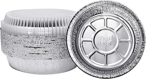 Miniatura 1 de Paquete de 240 sartenes redondas de aluminio prémium de 8 pulgadas con tapas de cúpula de plástico, lata de aluminio desechable resistente para