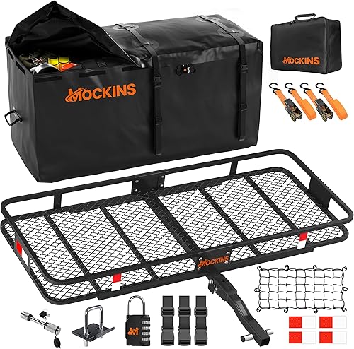 Mockins Portaequipajes plegable de 60 x 24 x 6 pulgadas resistente a la intemperie y bolsa de carga impermeable de 25 pies cúbicos  500 libras de