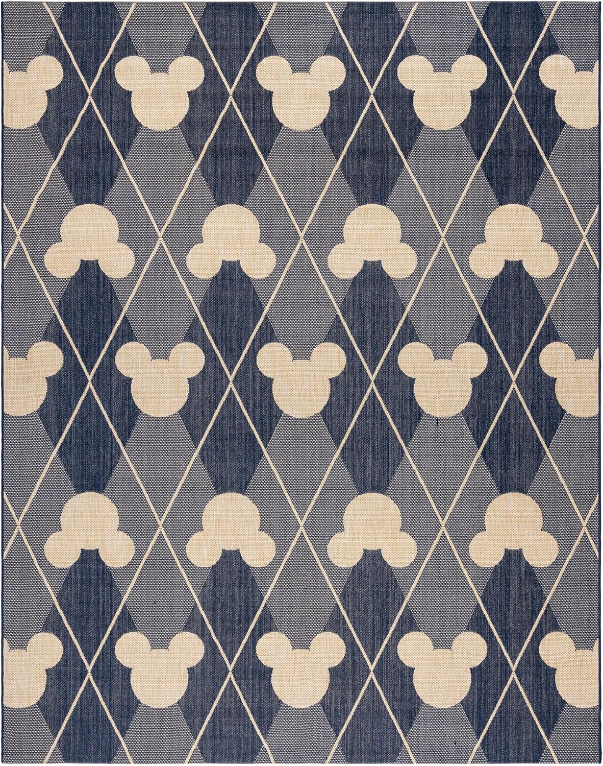 Gertmenian Mickey Mouse Indoor Outdoor Rug, Disney Home Decor, Perfect Area Carpet for Deck, Patio, Sunroom, Office, Playroom, Living Room, 2x6 Runner, Border Gold Brown, 31308