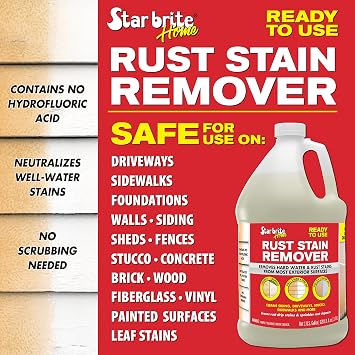 STAR BRITE RUST STAIN REMOVER, Ready-to-Use for Hard Water & Rust Stains