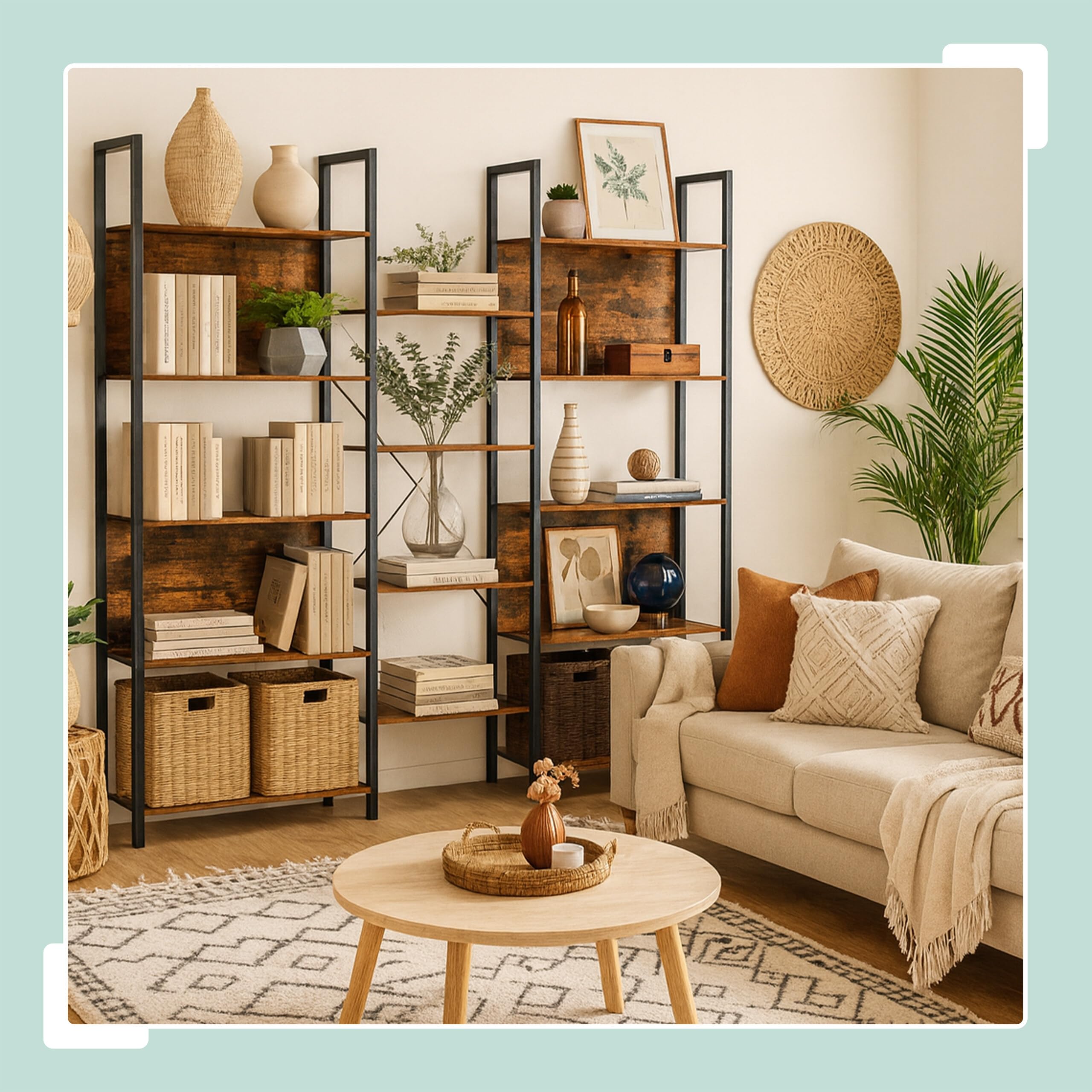 Relaxdays Scaffale Industrial, 14 Ripiani, Effetto Legno, Metallo, HLP: 166x158x24 cm, Marrone