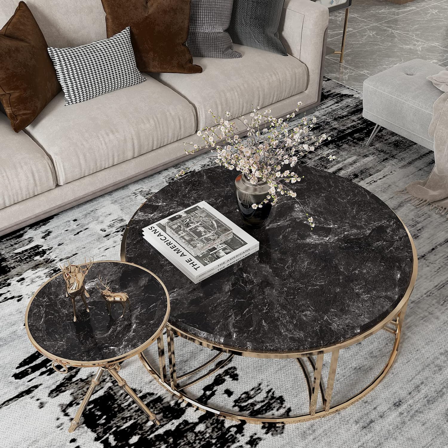 CHIHUT Marble Countertop Peel and Stick Waterproof Light Black Marble Contact Paper for Countertops Self Adhesive Removable Wallpaper for Renters Vinyl Countertop Wrap for Table Furniture 17.7''x100''