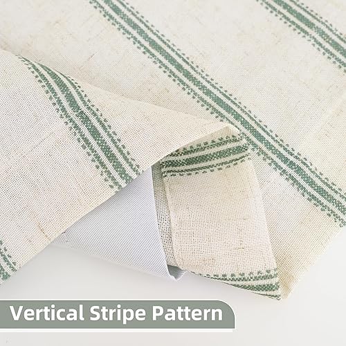 Vista 226 de DriftAway Cortinas opacas de mezcla de lino de 63 pulgadas de largo para dormitorio, cortinas de lino con estampado de rayas verticales, con Gris