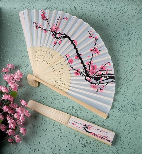 Miniatura 2 de Abanico plegable seda delicado diseño flor de cereza., talla única