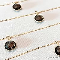 Vista 181 de Round Pendant Necklace, Natural Gemstones, Labradorite, Rainbow Moonstone, Crystal, Rose Quartz, Amethyst, Citrine, Sterling Silver, Handmade