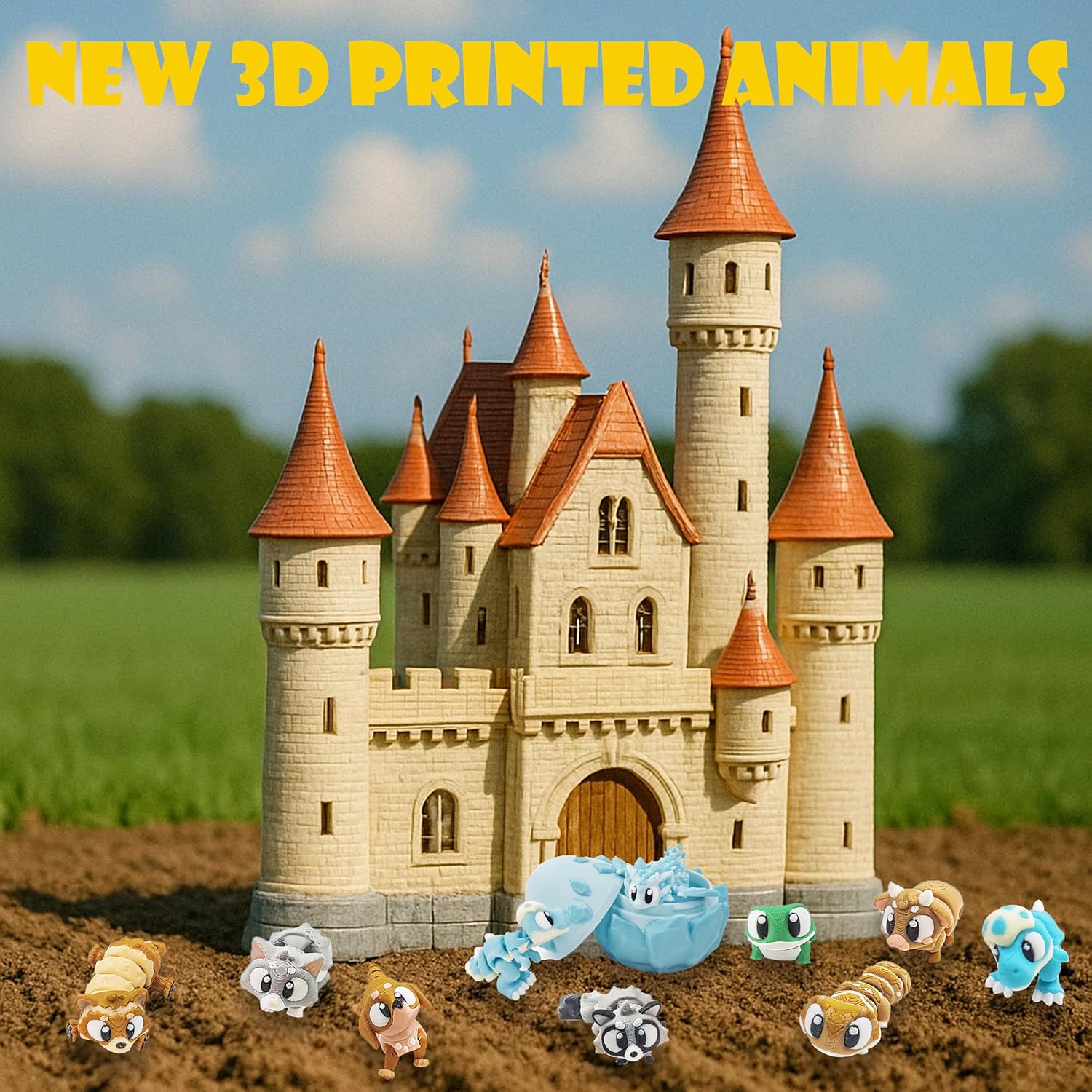3D Printed Animal Figurines Set, Articulated Animal Figurines,Fidget Toys, Flexible Desk Decor, Party Favor, Gifts for Girls and Boys, Office Desk Pets, School Gifts (Classic-09)