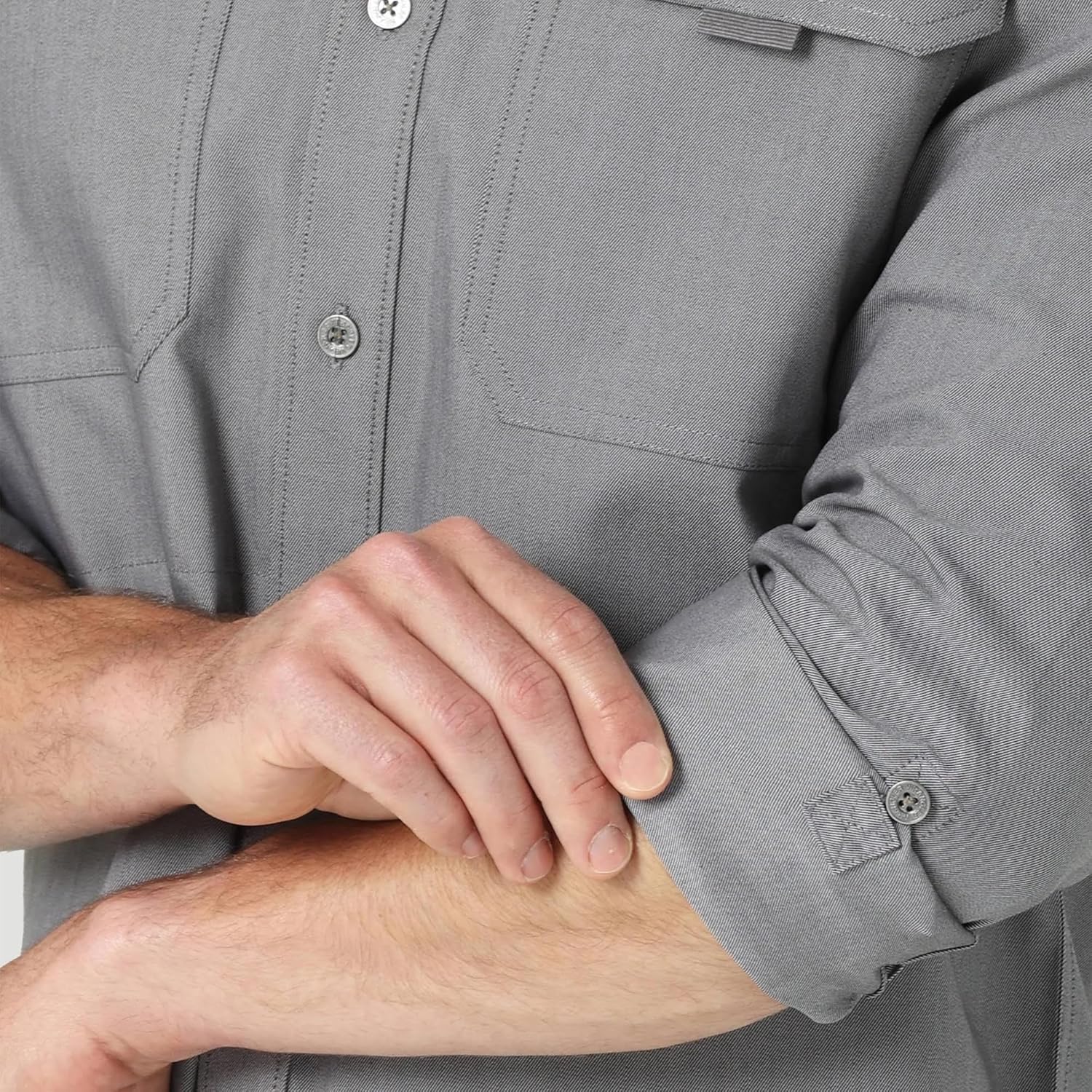 Wrangler Men's Regular Fit ATG Long Sleeve Button-Down Shirt - (US, Alpha, Small, Regular, Regular, Black) - Image 4