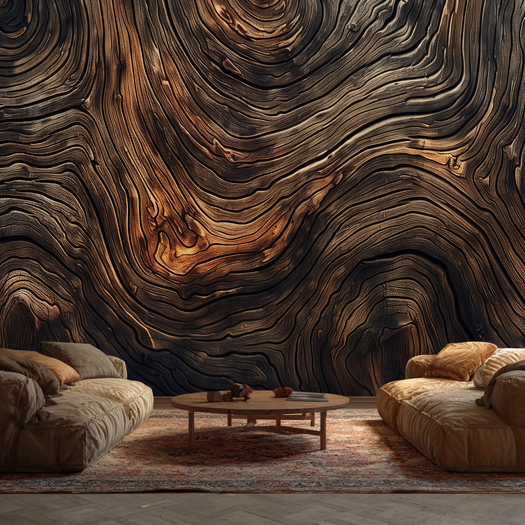 Wooden Wallpaper - Black Rustic Wood Wall Mural - Wall Murals for Living Room Bedroom - Photo Wallpaper & Home Decor Art - 300 x 210 cm A-346