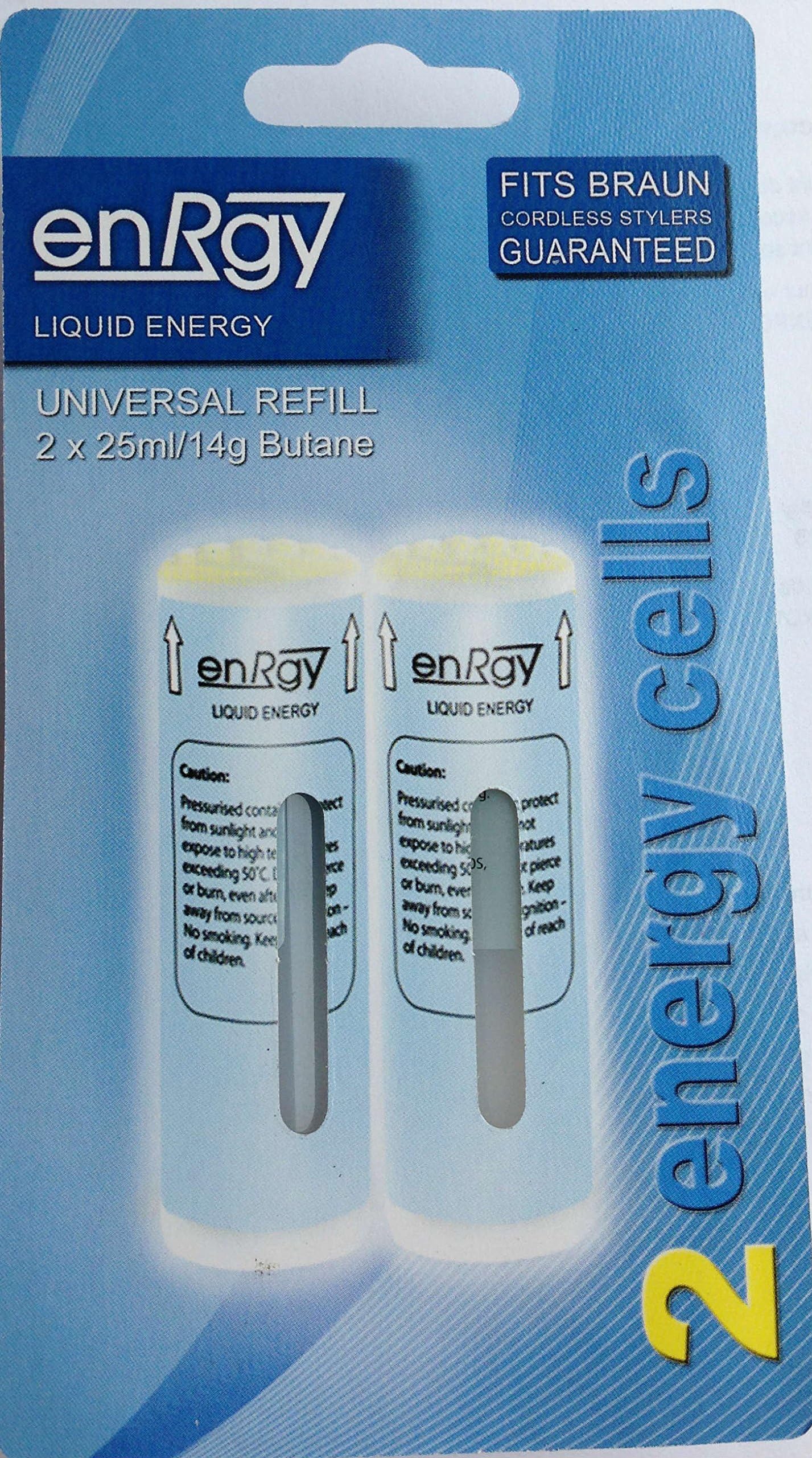 LIQUID ENERGY GAS REFILLS (PACK QTY X 2) CELLS BLUE, Suitable for Braun Gas tongs. SAME SIZE AS CT2