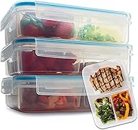 Vista 1 de Komax Biokips Set of 3 Lunch Containers – 3 Compartment Food Container for Meal Prep, Portion Control – Microwave & Dishwasher Safe Bento Box Adult