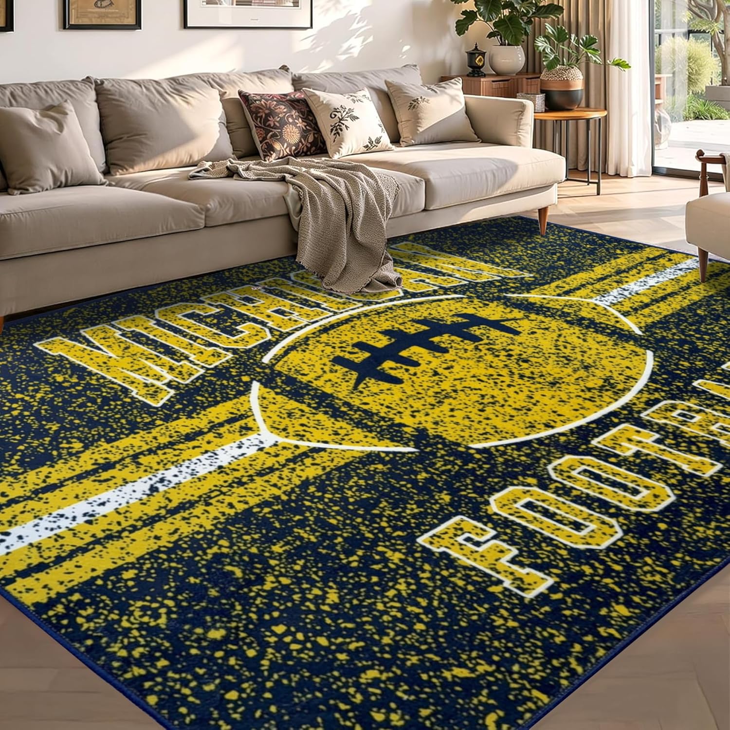 Machine Washable Rug 5x7, Low Pile Indoor Area Carpet for Bedroom Living Room Office Kitchen Dining Laundry Room, Easy-Clean