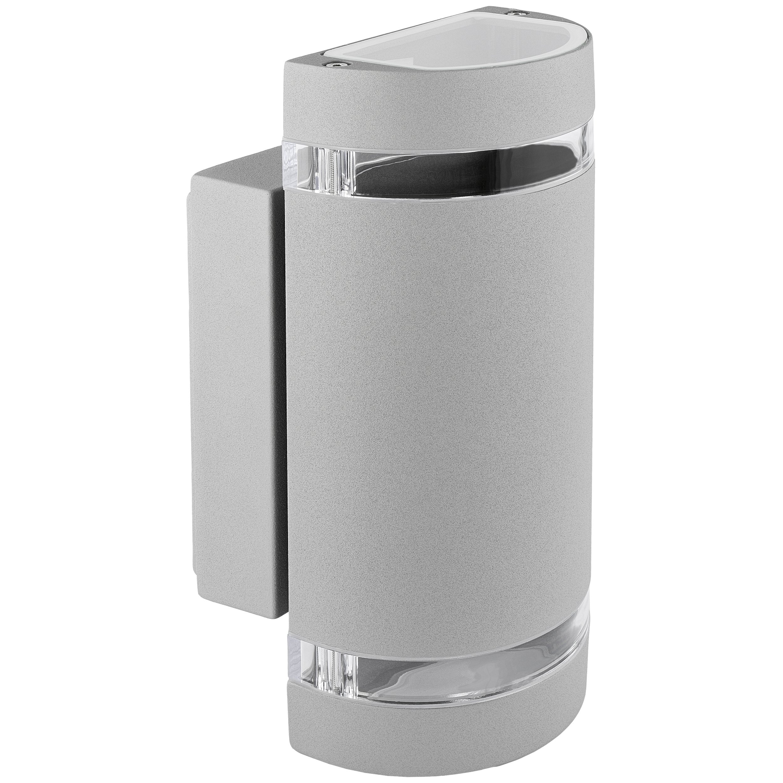 SSC-LUXon ZORA Außenwandleuchte 2er Set rund grau IP44 GU10 4W warmweiß | Runde Fassadenleuchten grau im 2er Set - Licht nach oben & unten für Terrasse, Eingang & Weg, inkl. GU10 LED warmweiß