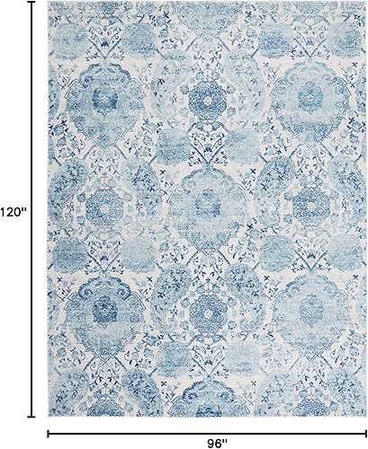 Miniatura 2 de Safavieh - Alfombra con diseño de estampado de cachemira, no desprende pelo, 8 x 10 pies, color crema y turquesa, colección Madison MAD600E