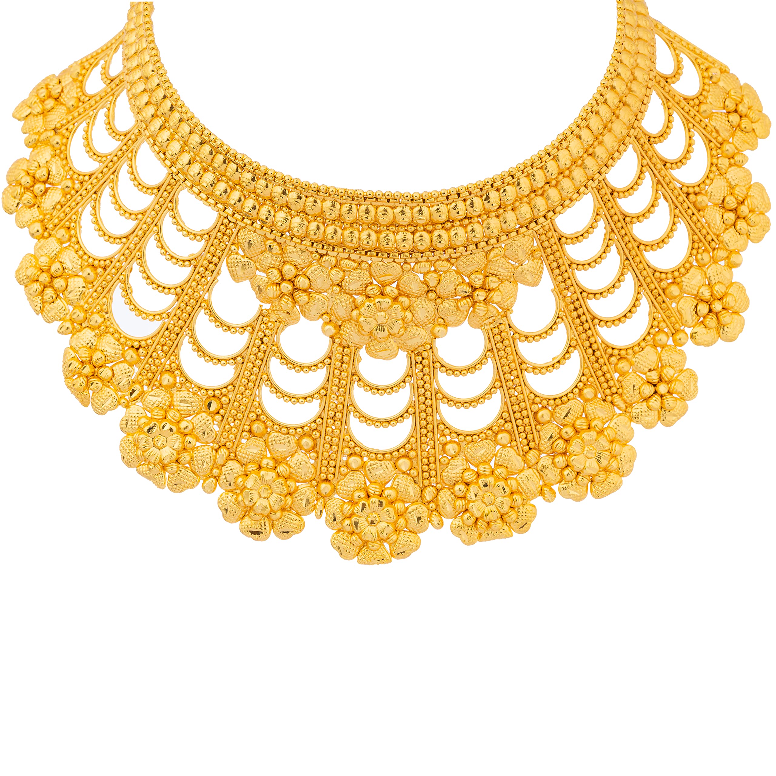 MANIKYA Mankiya 24ct Gold plated Bridal Choker Necklace Set with Earrings For Women and Girls (CHOKER SET 112) 2
