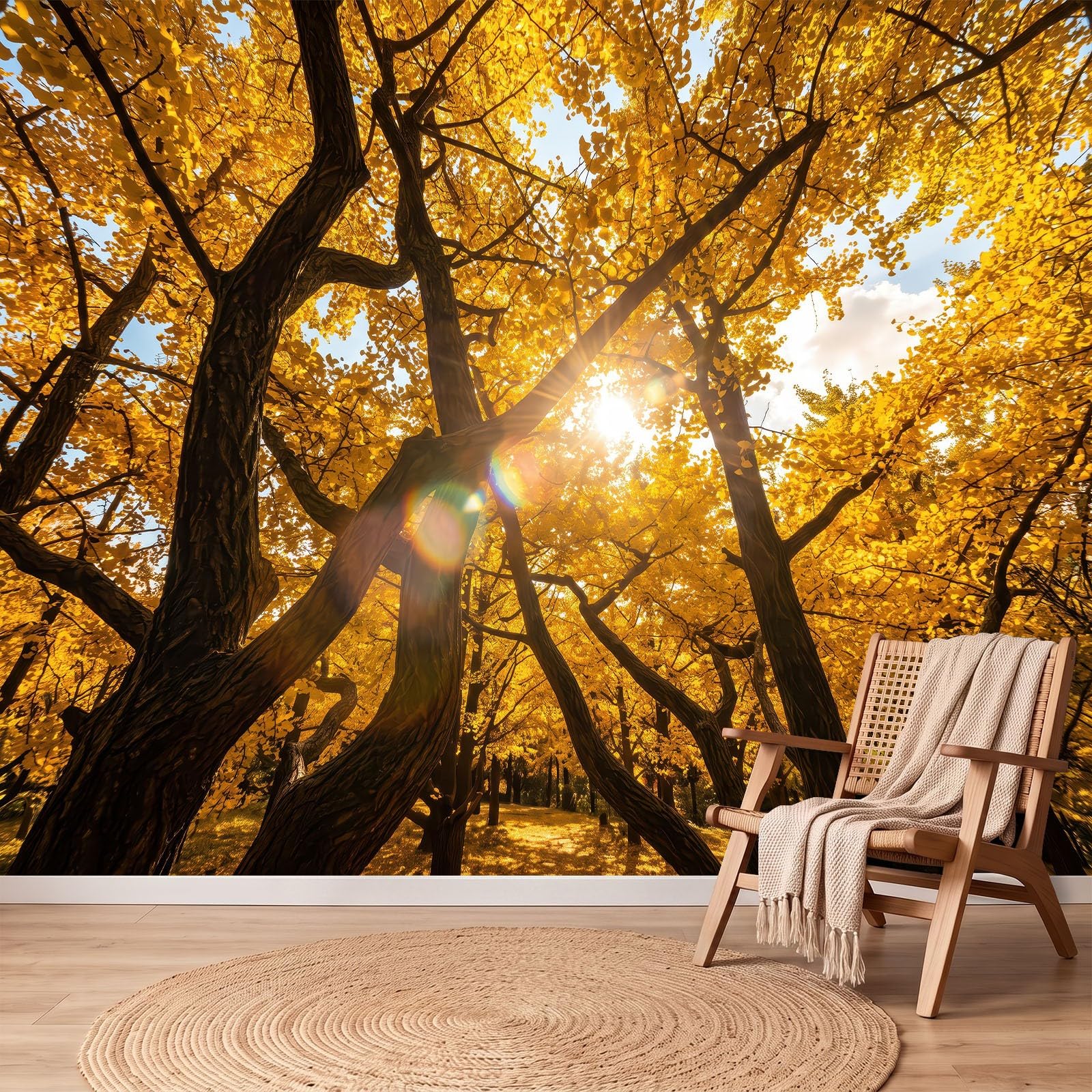 Pflanzen Ginkgobaum Wandtapete Vlies Fototapete 400x280 cm