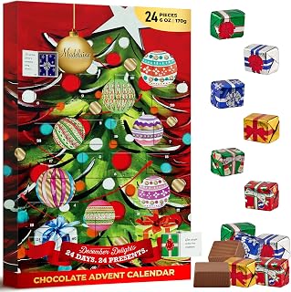 Madelaine 2025 Christmas Advent Calendar – Chocolate & Candy Christmas Countdown for Kids, Women, Men, Teen Girls & Boys – Holiday Treats Advent Calendars - Christmas Tree - 8 Oz