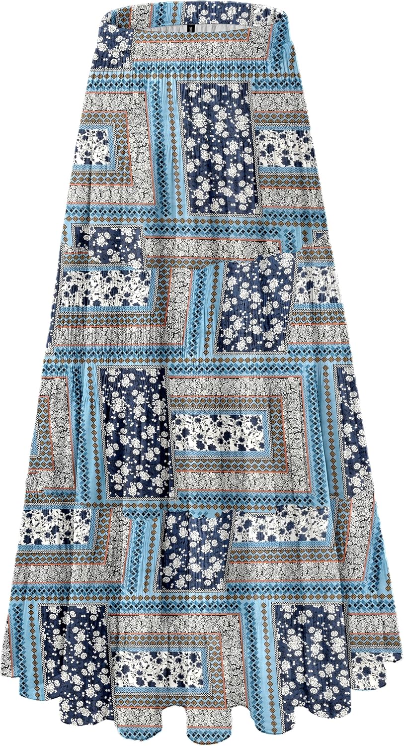 Women's Chiffon White Flowy Maxi Skirts Boho Fall Elastic Waisted Pleated A Line Long Skirt for Women 2025