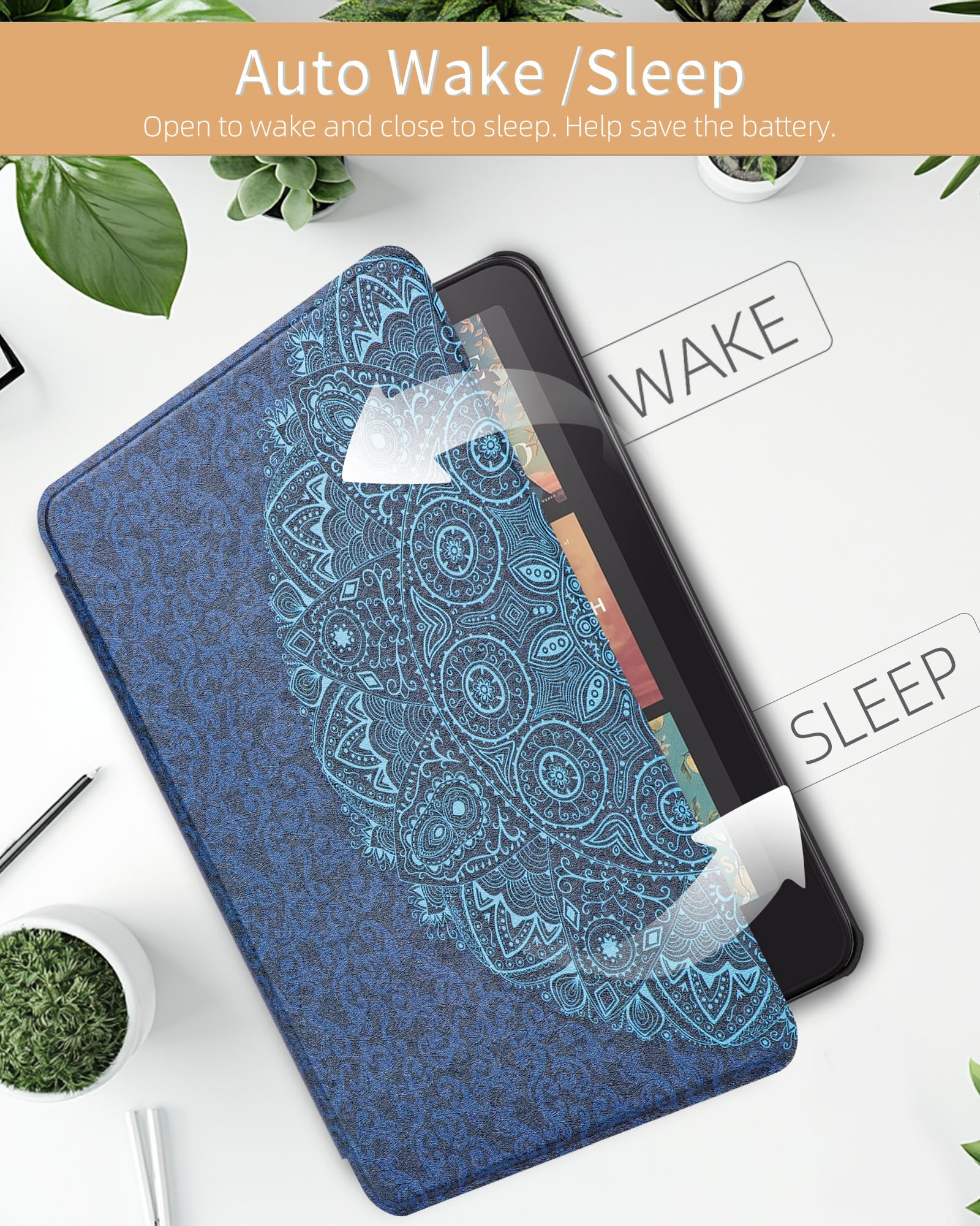 WALNEW Custodia per Kindle Paperwhite 12a generazione 2024 e Kindle Colorsoft Signature Edition, custodia protettiva in pelle PU di alta qualità per Kindle Paperwhite con accensione e spegnimento