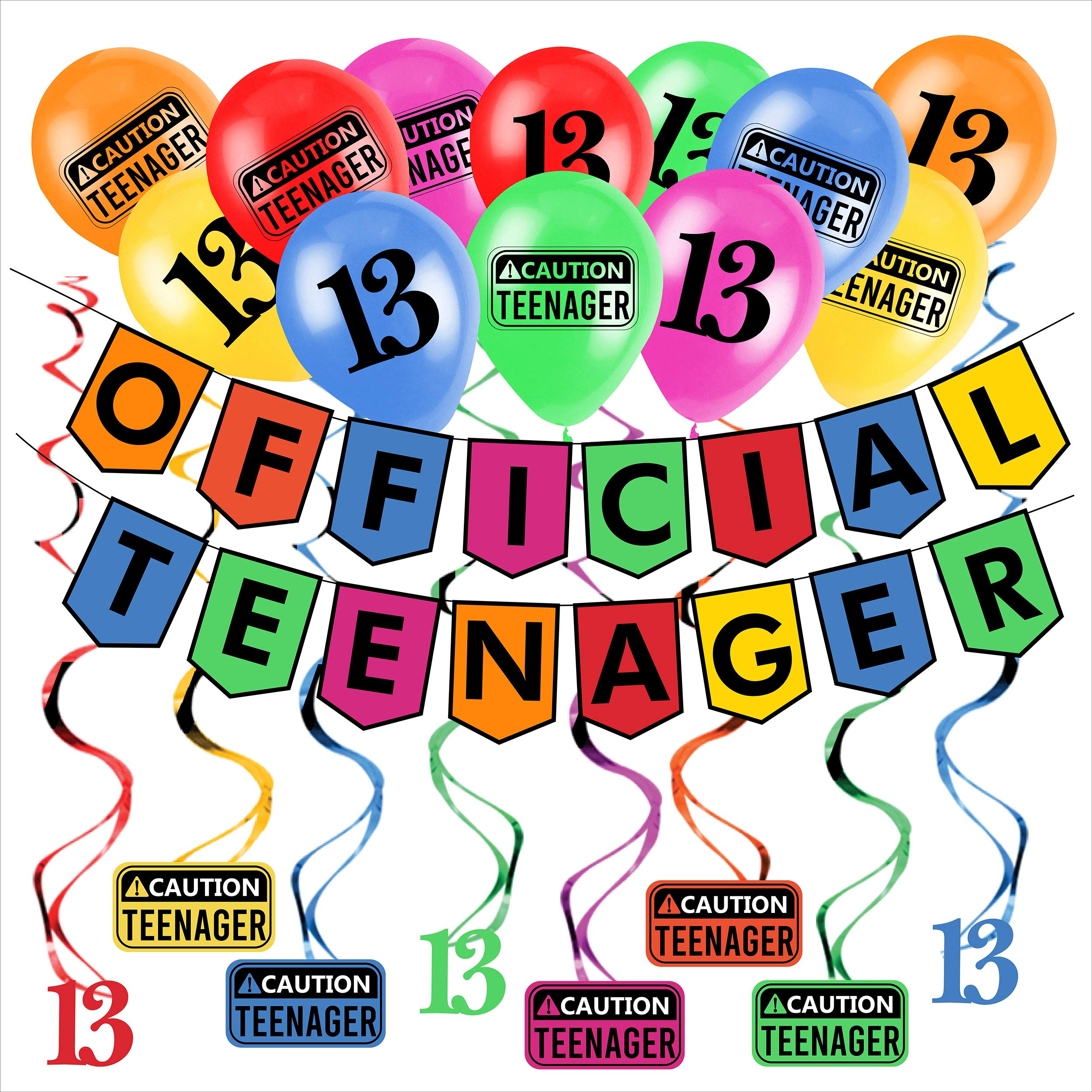 Funny OFFICIAL TEENAGER 13th Birthday Party Pack - Multicolor 13th Birthday Party Supplies, Decorations and Favors