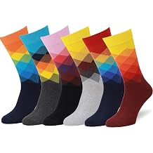 Easton Marlowe Mens Dress Socks - Fun Colorful Socks for Men - Cotton Patterned Fashion Mens Socks 6 Pack