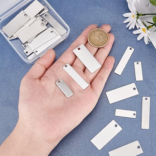 Miniatura 3 de BENECREAT 30 etiquetas de perro rectangulares de metal en blanco con estampado de acero inoxidable de 3 estilos para collares, colgantes y aretes,