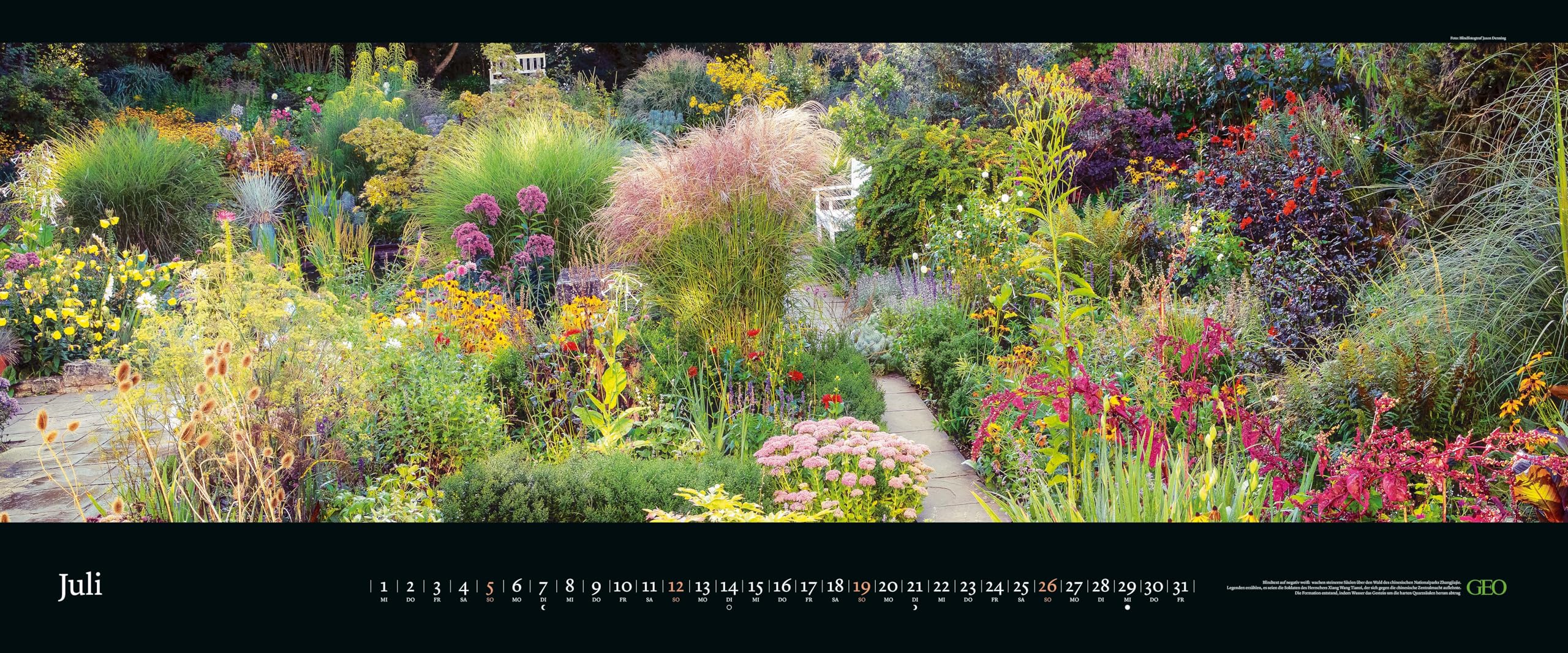 GEO - GEO Panorama: Die schönsten Gärten 2026 – XXL Wandkalender 120x50 cm, Panorama-Kalender mit Gartenfotografie, 12 Monatsblätter & Spiralbindung für Natur- und Gartenliebhaber