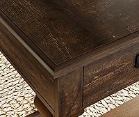 Vista 8 de WAMPAT 60-inch Vintage Wood Home Office Desk with Stable Solid Wood Pedestral Legs, Tradional Rustic Executive Desk with Deep Drawers and Power