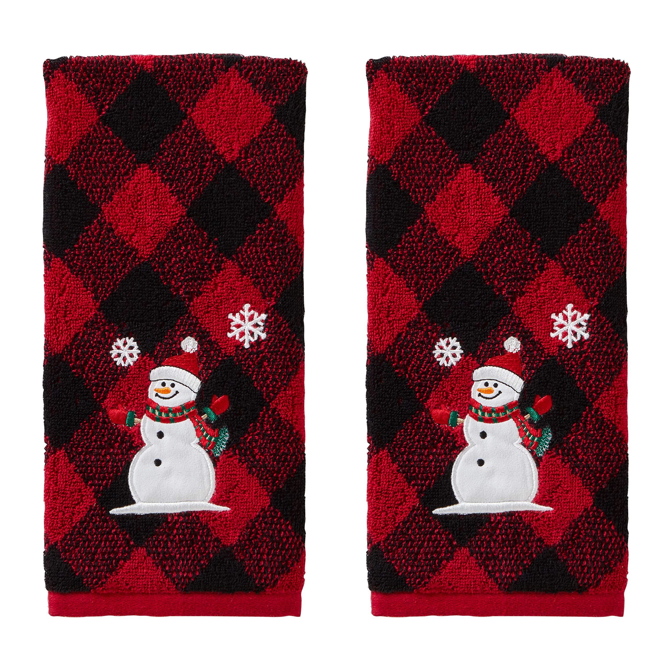 SKL HOME by Saturday Knight Ltd. Snowman Hand Towel Set, Red/Black