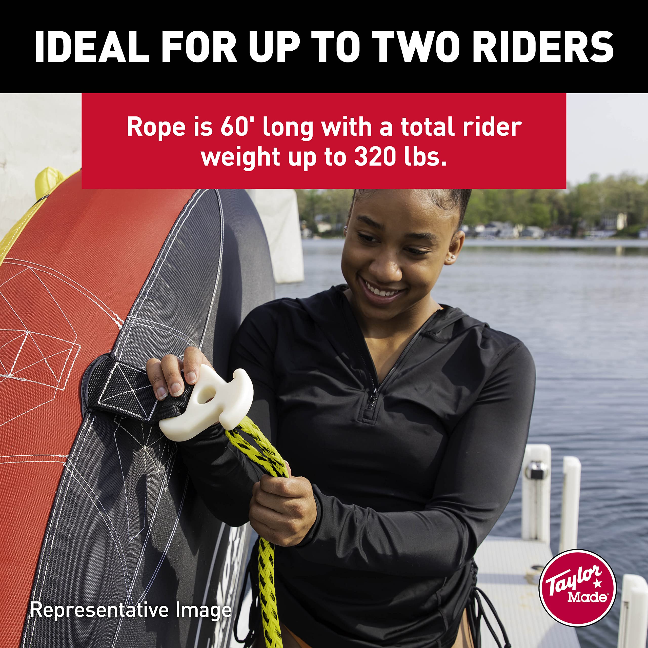 Taylor Made Towable Tube Rope 4K, 60 Ft. Long, Supports Four Riders Up...