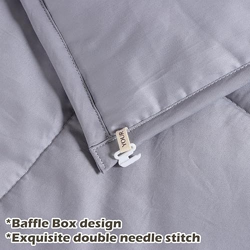 Miniatura 6 de YOUR MOON Edredón de lana fina de 6.57 ozm, tamaño Queen, relleno de edredón ligero de veranoprimavera, funda de algodón silenciosa, edredón relleno