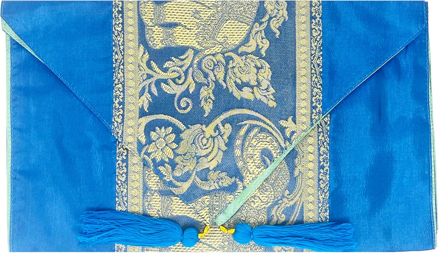 Thai Slik Elephant Style Table Runners for Home Decorative Coffee Table Bed Runners Sofa 13 x 69 Inches (33x175cm) (Light Blue)