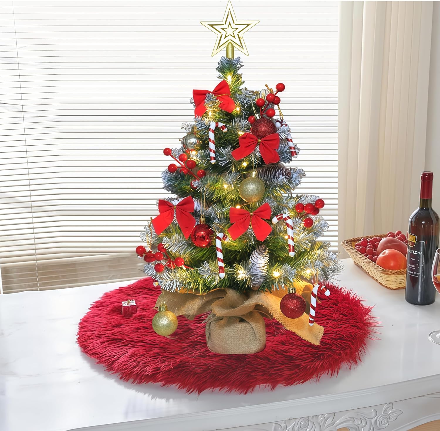 Small Christmas Tree 24 Inch Mini Artificial Christmas Tree for Table Top DIY Christmas Decor Gift (A)