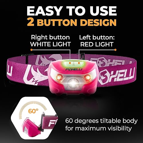 Miniatura 5 de Foxelli Linterna frontal LED recargable luz de cabeza súper brillante, ligera y cómoda para correr, acampar, senderismo y trabajo, adecuada para