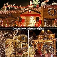 Vista 3 de Guirnalda de luces de Navidad para exteriores, 1000 LED de 344 pies con control remoto, fácil de moldear, impermeable, enchufable, luces de hadas