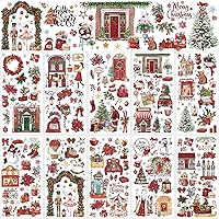 Vista 9 de Lincia 10 hojas de calcomanías para transferencia de manualidades y muebles, calcomanías de muñeco de nieve, gnomo de reno, vintage