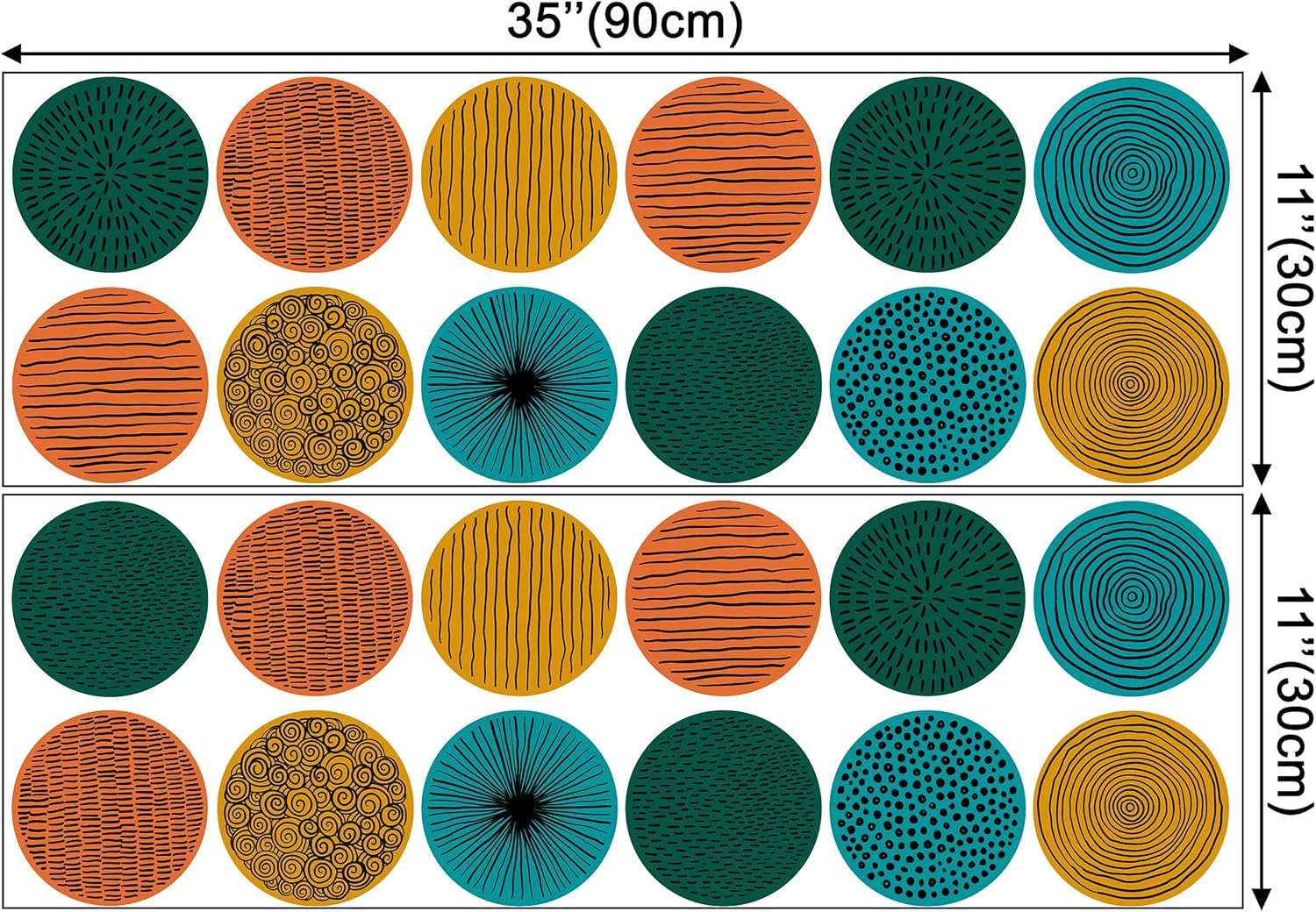 Ethnic Patterned Circular Shapes Wall Decals Geometric Wall Stickers Peel and Stick Removable